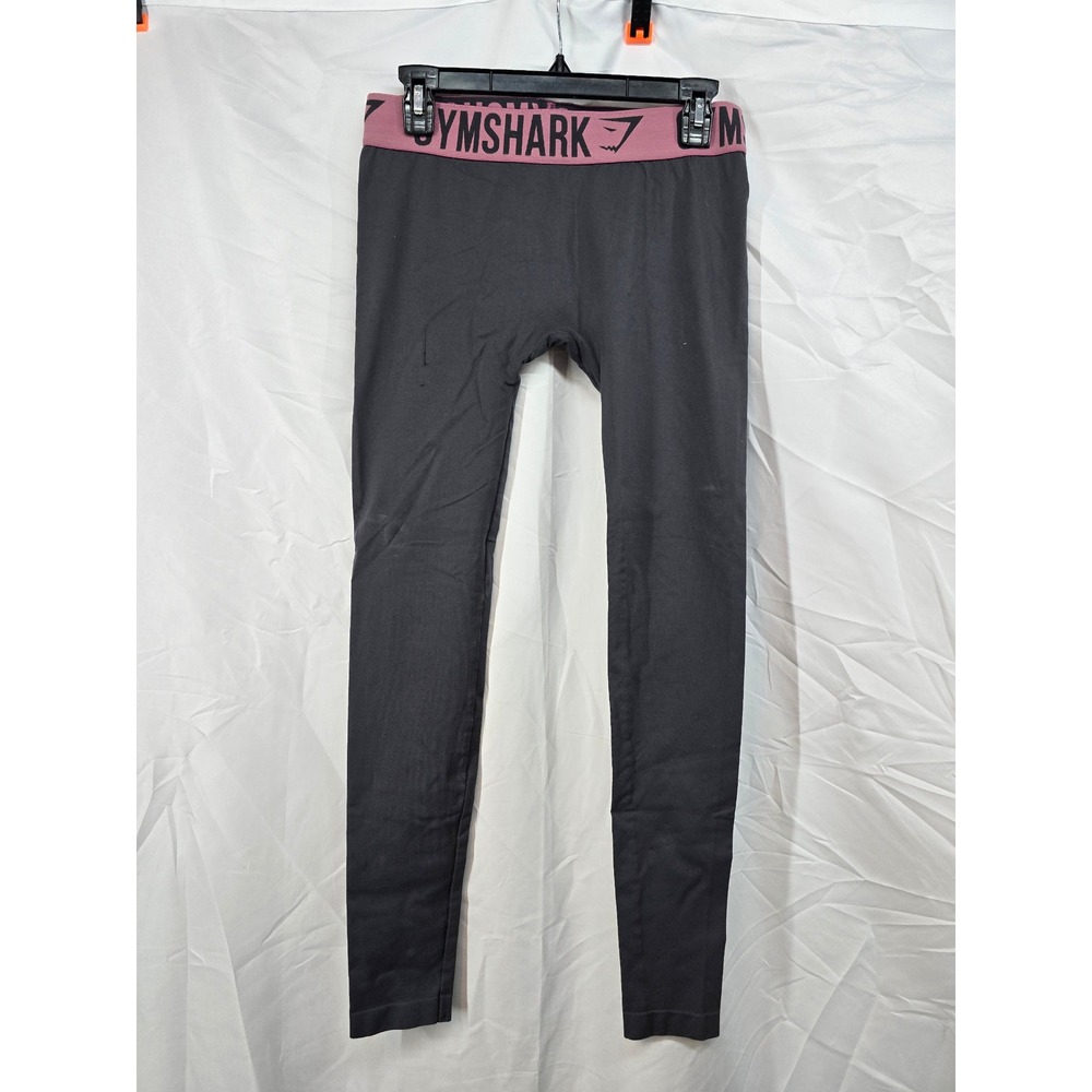 Gymshark Womens Grey Pink‎ Logo Waistband Seamless Leggings Size L